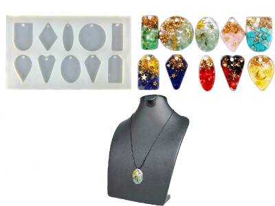 10'lu Geometrik Model Kolye Epoksi Reçine Kalıbı KHE335 - 2