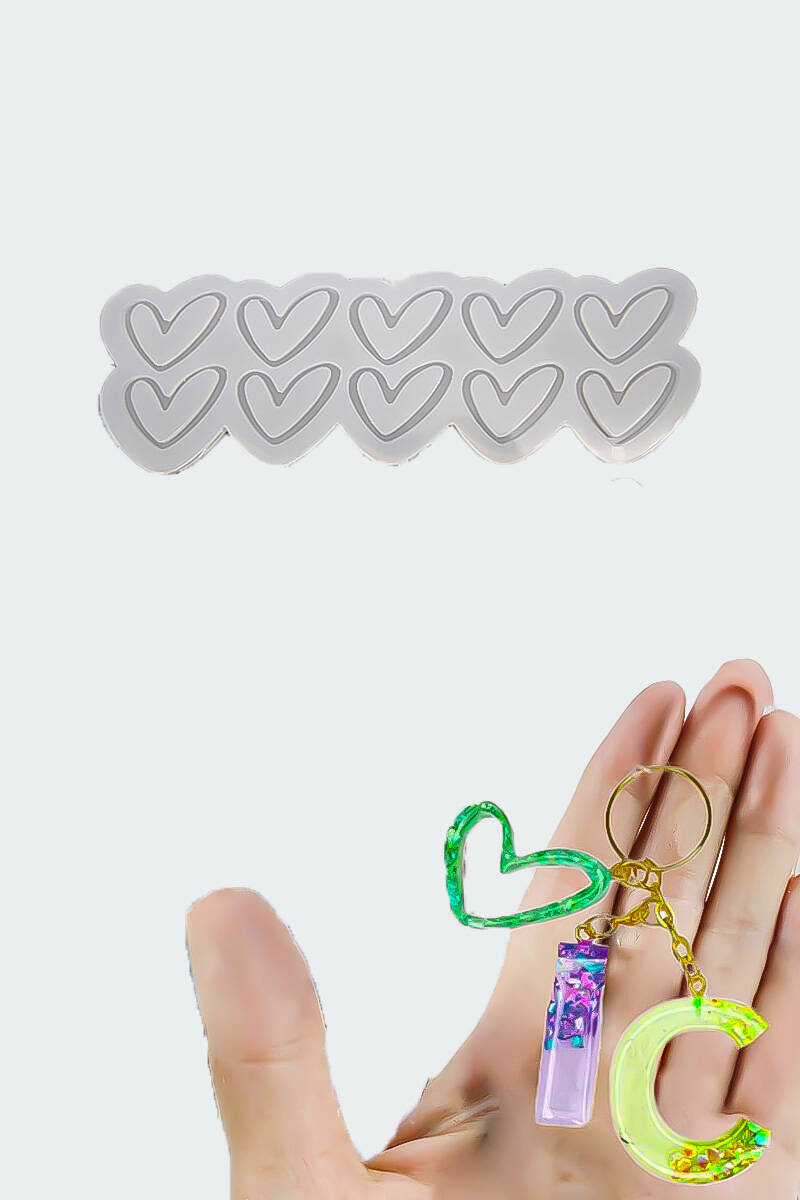 10'lu Kalp Anahtarlık Epoksi Kalıbı KHE875 - 1