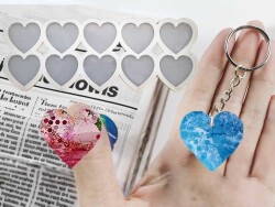 10'lu Kalp Anahtarlık Epoksi Reçine Kalıbı KHE709 - 