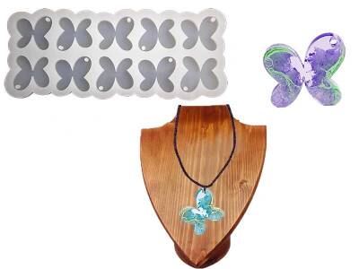 10'lu Kelebek Kolye Epoksi Reçine Kalıbı KHE536 - 1