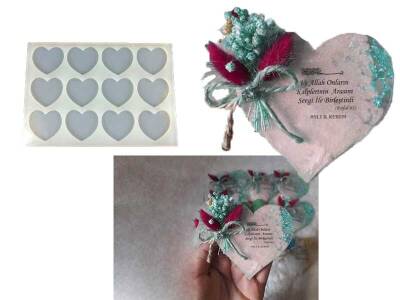 12'li Kalp Model Magnet Epoksi Reçine Kalıbı KHE326 - 1