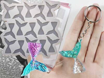 15'li Balık Kuyruğu Anahtarlık Epoksi Reçine Kalıbı KHE716 - 1