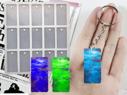 15'li Dikdörtgen Anahtarlık Epoksi Reçine Kalıbı KHE722 - 