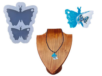 2'li Kelebek Kolye Epoksi Reçine Kalıbı KHE491 - 1