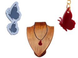 2'li Kelebek Kolye Epoksi Reçine Kalıbı KHE494 - 