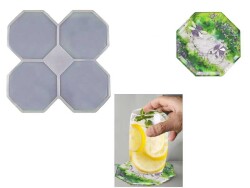 4'lü Altıgen Bardak Altlığı Epoksi Reçine Kalıbı KHE424 - 