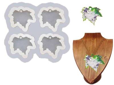 4'lü Çınar Yaprağı Model Kolye Epoksi Reçine Kalıbı KHE577 - 1