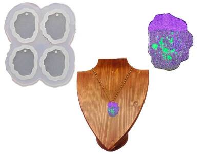 4'lü Dalgalı Kolye Epoksi Reçine Kalıbı KHE641 - 1