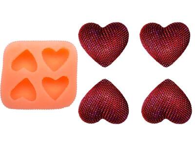 4'lü Kalp Silikon Mum Kalıbı KHM204 - 1