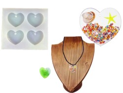 4'lü Kalp Anahtarlık Epoksi Reçine Kalıbı KHE380 - 