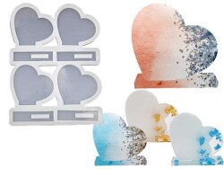 4'lü Kalp Model Masa Süsü Epoksi Reçine Kalıbı KHE450 - 