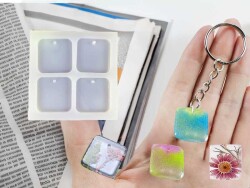 4'lü Kare Anahtarlık Epoksi Reçine Kalıbı KHE378 - 