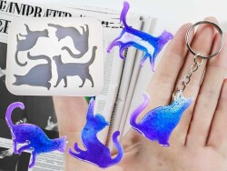 4'lü Kedi Magnet Epoksi Reçine Kalıbı KHE526 - 