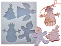 4'lü Noel Motifli Yılbaşı Süsü Epoksi Reçine Kalıbı KHE770 - 