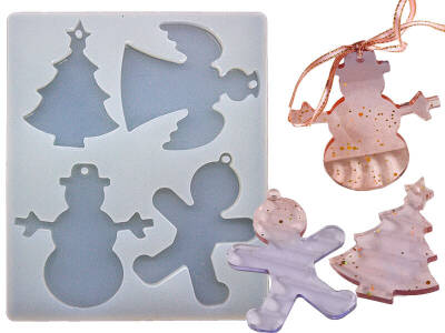 4'lü Noel Motifli Yılbaşı Süsü Epoksi Reçine Kalıbı KHE770 - 1