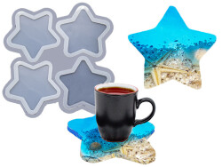 4'lü Yıldız Bardak Altlığı Epoksi Reçine Kalıbı KHE729 - 