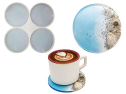 4'lü Yuvarlak Bardak Altlığı Epoksi Reçine Kalıbı KHE387 - 