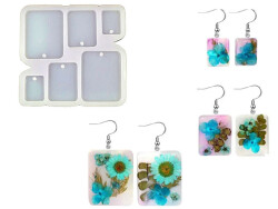 6'lı Dikdörtgen Küpe Epoksi Reçine Kalıbı KHE411 - 