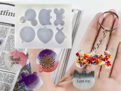 6'lı Farklı Model Anahtarlık Epoksi Reçine Kalıbı KHE379 - 