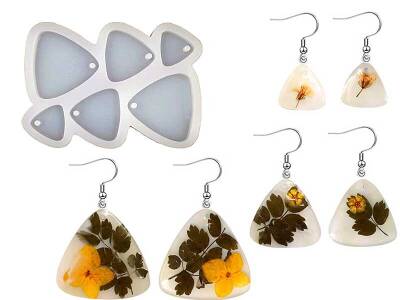 6'lı Üçgen Küpe Epoksi Reçine Kalıbı KHE412 - 1