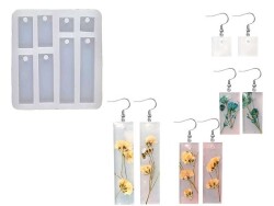 8'li Dikdörgen Küpe Epoksi Reçine Kalıbı KHE415 - 