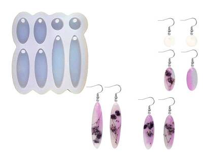 8'li Elips Küpe Epoksi Reçine Kalıbı KHE416 - 1