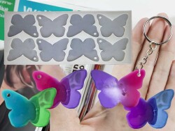 8'li Kelebek Anahtarlık Epoksi Reçine Kalıbı KHE400 - 