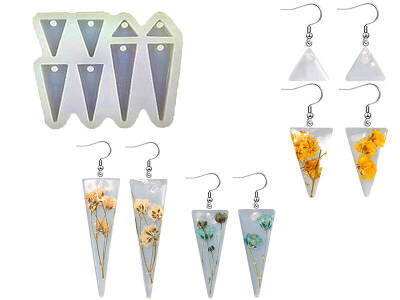 8'li Üçgen Küpe Epoksi Reçine Kalıbı KHE410 - 1