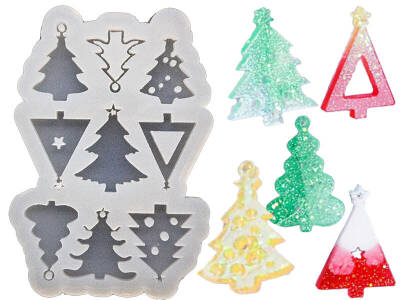 9'lu Çam Ağacı Anahtarlık Epoksi Reçine Kalıbı KHE767 - 1