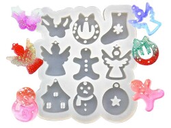 9'lu Noel Kar Model Anahtarlık Epoksi Reçine Kalıbı EPK-768 - 