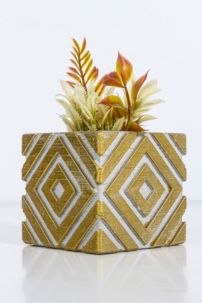 Kare Çizgi Desenli Sukulent Beton Taş Tozu Silikon Kalıbı KHB59 - 