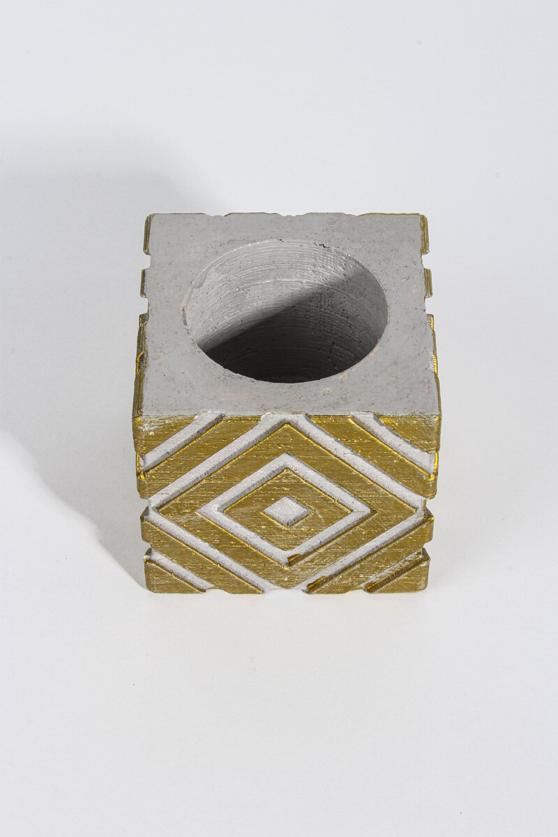 Kare Çizgi Desenli Sukulent Beton Taş Tozu Silikon Kalıbı KHB59 - 3