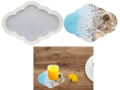 Bulut Model Bardak Altlığı Epoksi Reçine Kalıbı KHE594 - 1