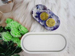 Oval Terrazo Dekoratif Altlık Epoksi Silikon Kalıbı KHE762 - 5