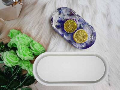 Oval Terrazo Dekoratif Altlık Epoksi Silikon Kalıbı KHE762 - 5