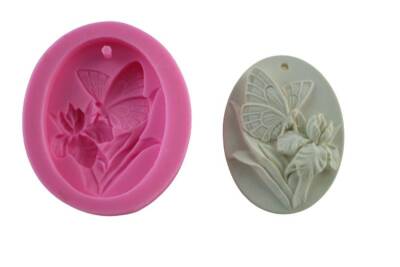 Oval Kelebekli Gül Detaylı Silikon Kalıbı KHGUL35 - 1