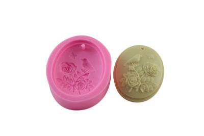 Çiçeğe Konan Kuş Figürlü Delikli Silikon Kalıbı PANO-55 - 1