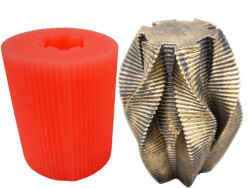 Dalgalı Burgu Silindir Silikon Mum Kalıbı KHM153 - 