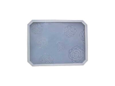 Dikdörtgen Gül Desen Sunumluk Epoksi Reçine Kalıbı KHE561 - 1