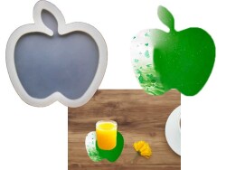 Elma Model Bardak Altlığı Epoksi Reçine Kalıbı KHE602 - 