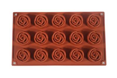 Gül Desenli 15'li Muffin Silikon Kek Kalıbı KHK18 - 3