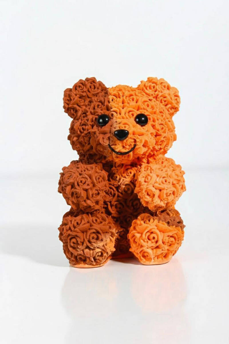 Gül Desenli Ayıcık Silikon Mum Kalıbı KHM304 - 1