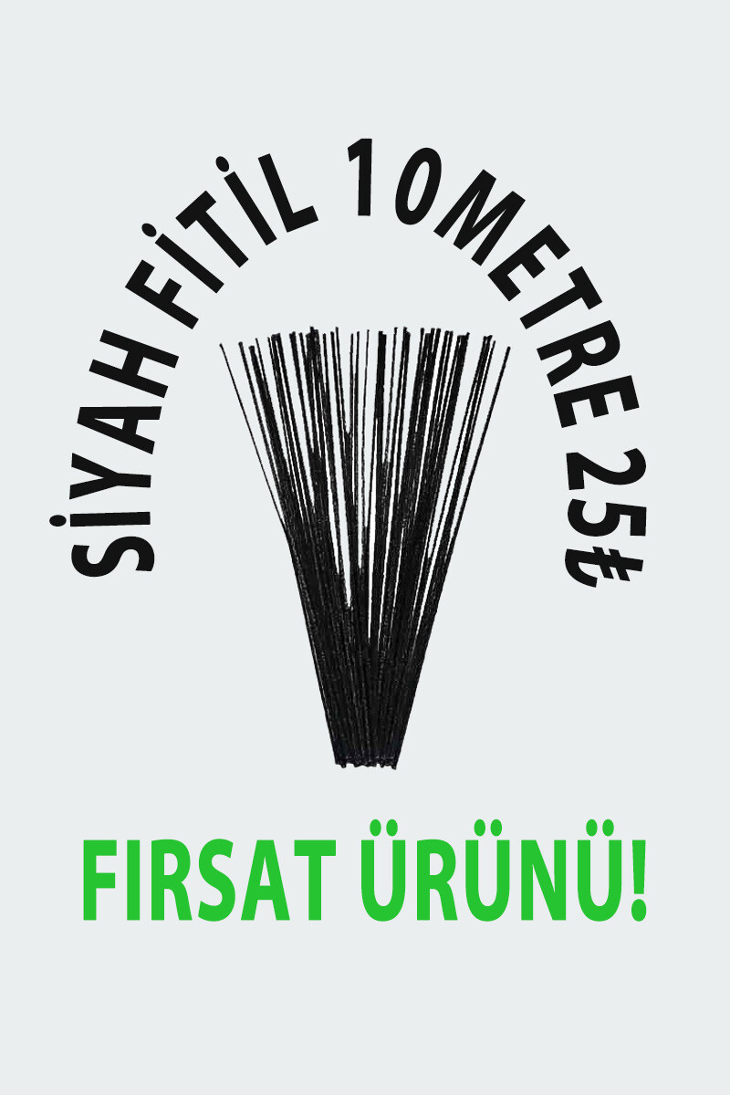 Hazır Mum Fitili Siyah 25cm 40Adet 10Metre - 