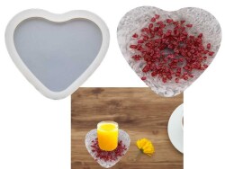 Kalp Bardak Altlığı Epoksi Reçine Kalıbı KHE597 - 