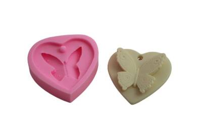 Kalp Kelebek Detaylı Silikon Kalıbı KHHA02 - 1