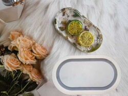 Küçük Boy Oval Terrazo Tabanlık Epoksi Reçine Kalıbı KHE576 - 