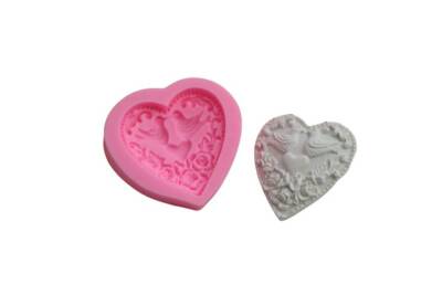 Kuşlu Kalp Silikon Kalıbı KHKA04 - 1