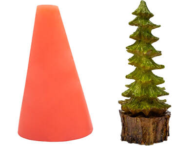 Kütük Üstü Çam Ağacı Silikon Mum Kalıbı KHM183 - 1