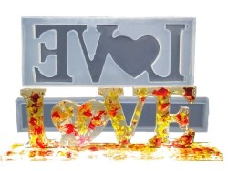 Love Işıklı Masa Süsü Epoksi Reçine Kalıbı KHE800 - 