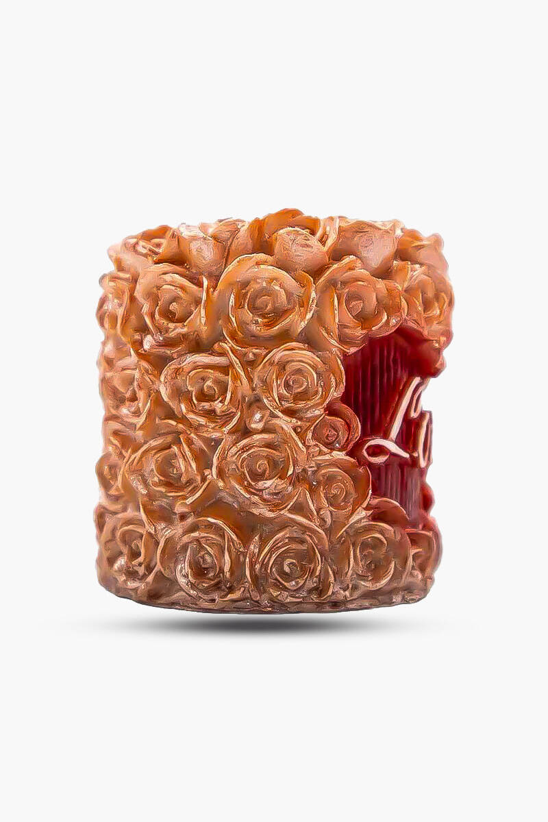 Love Yazılı Gül Detaylı Silindir Mum Kalıbı KHM193 - 2